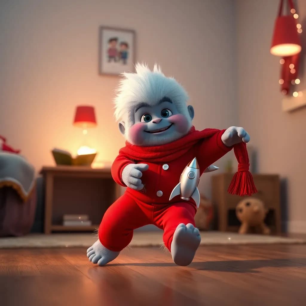 Story illustration for Rumble's Bedtime Adventure: From Grumpy to Giggles