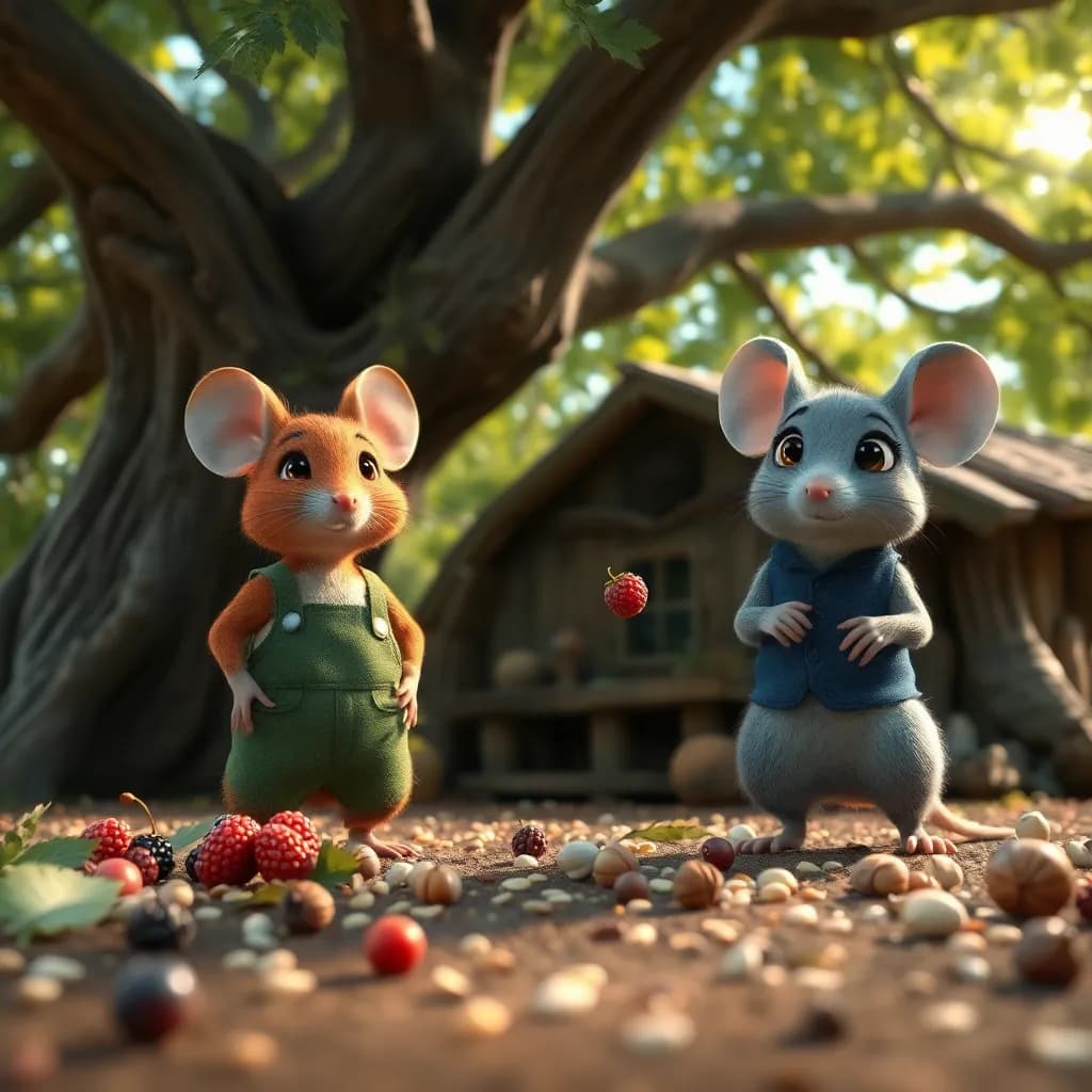 Story illustration for A Tale of Two Mice: City and Country