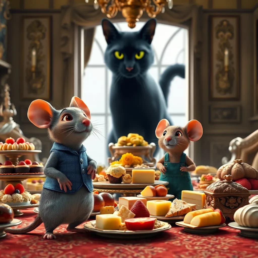 Story illustration for A Tale of Two Mice: City and Country